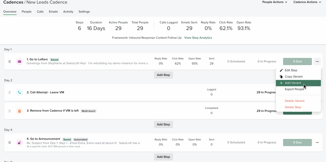 AB Testing Using Cadence Step Variants