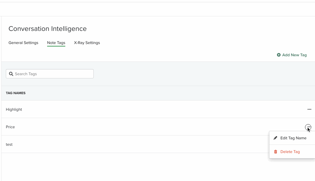 Manage Conversations Note Tags