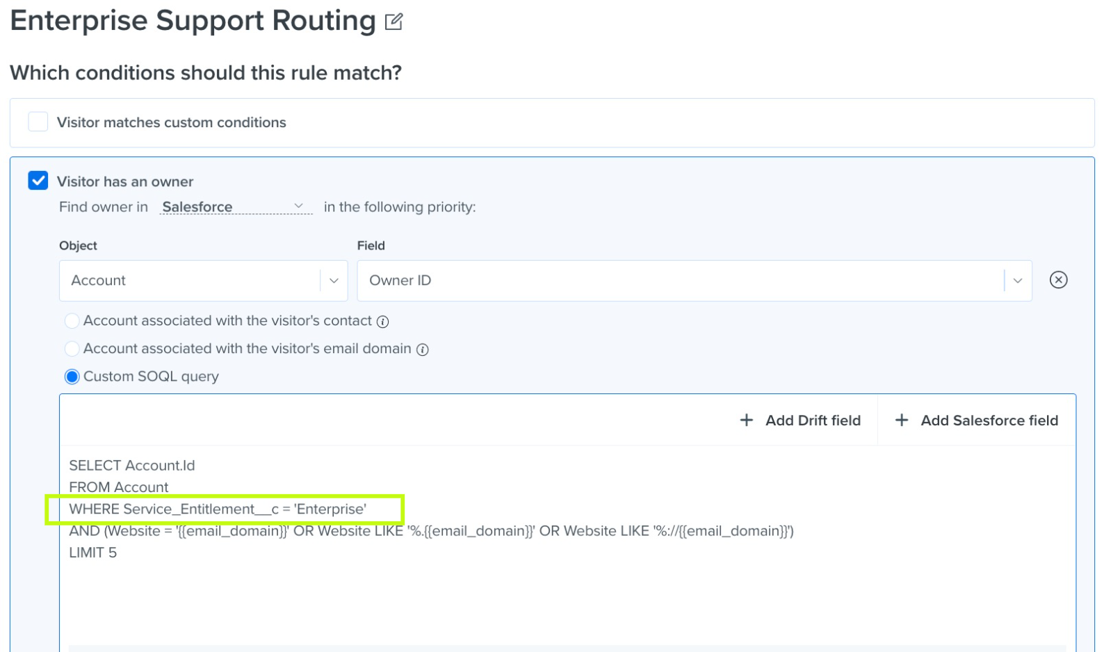 Drift - Salesforce Flexible Routing