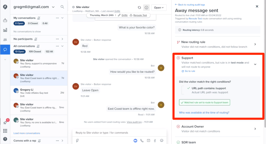 Drift - Routing Test Mode