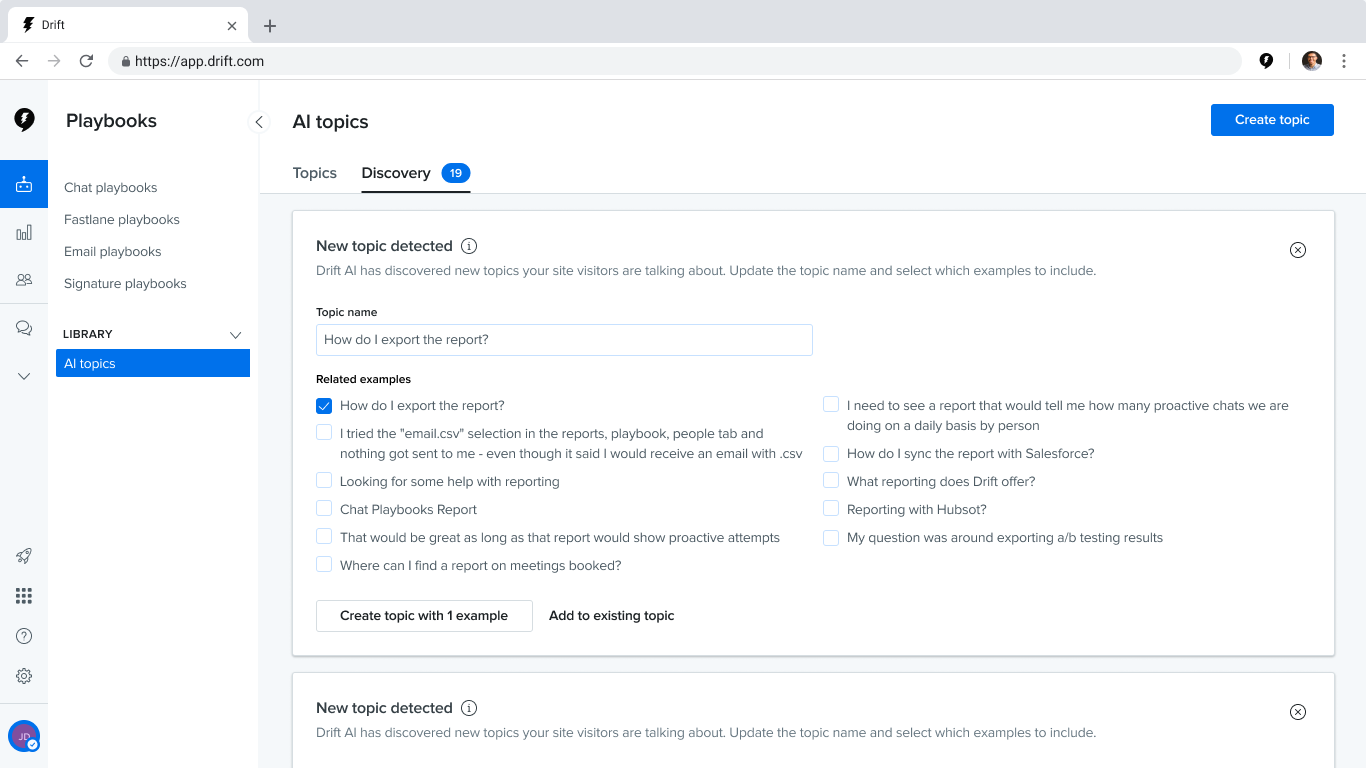 Drift - How to Create and Archive Custom AI Topics for Marketing