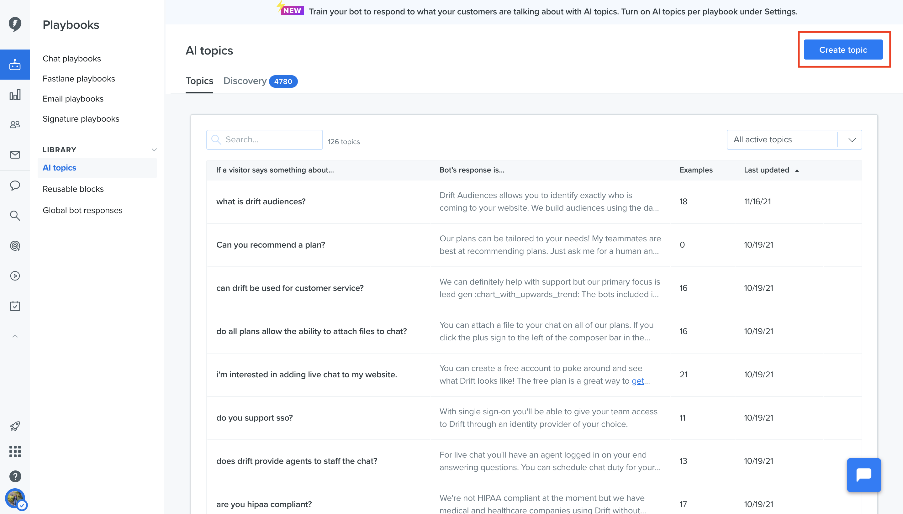 Drift - How to Create and Archive Custom AI Topics for Marketing