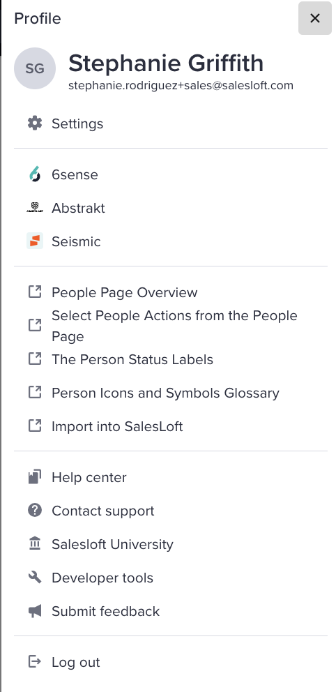 Salesloft Search and Navigation