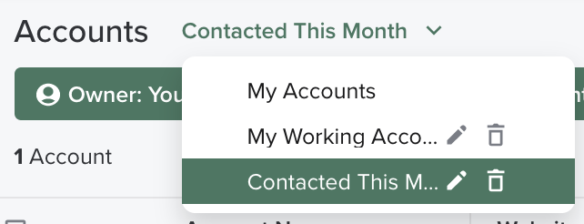 The Accounts Page Layout