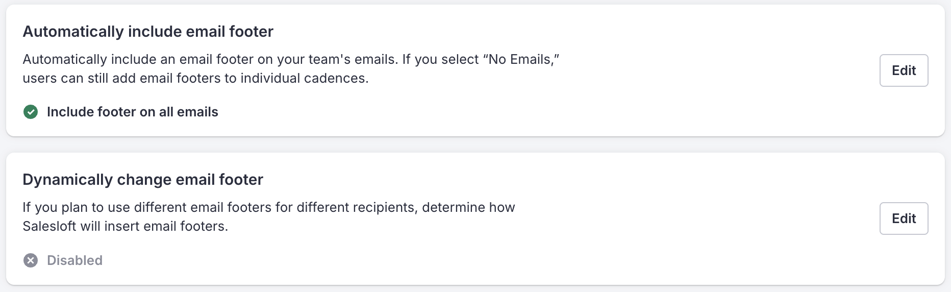 Manage Email Footers