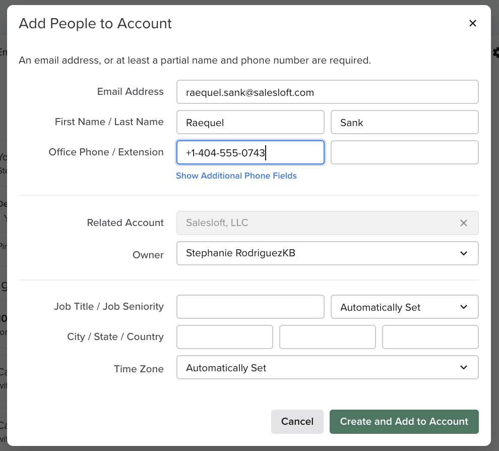 Create a Person on an Account