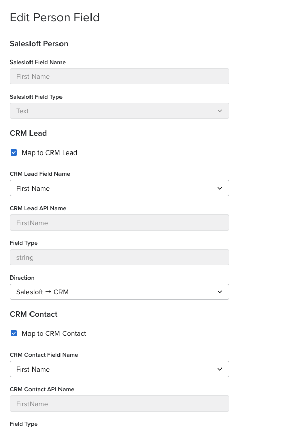 Person Field Configuration