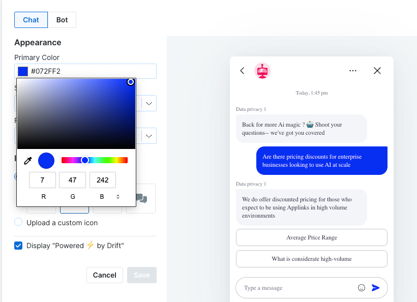 Drift - Changing the Design of Your Widget and Bot
