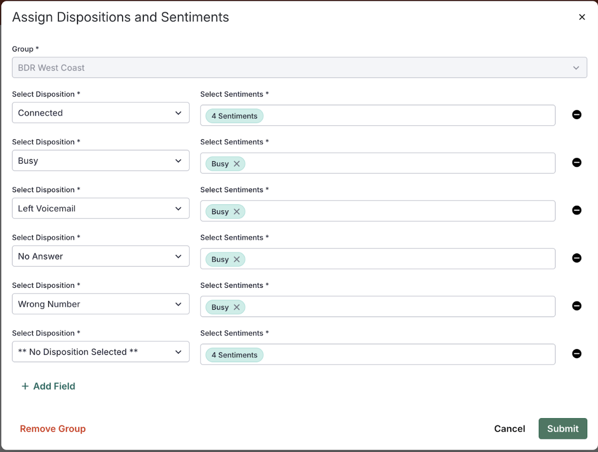 Manage Dispositions and Sentiments