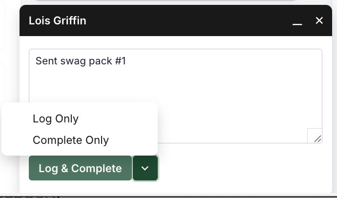 Figure 1: Other Step log box with options