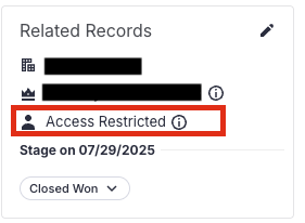 Figure 2: Person Record "Access Restricted" in Related Records