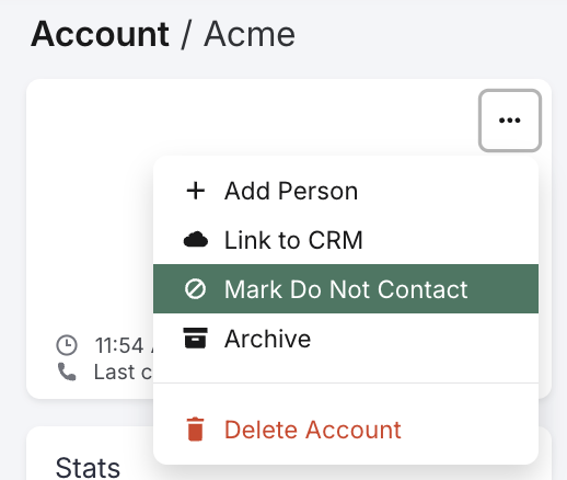 figure 1: Mark account as do not contact